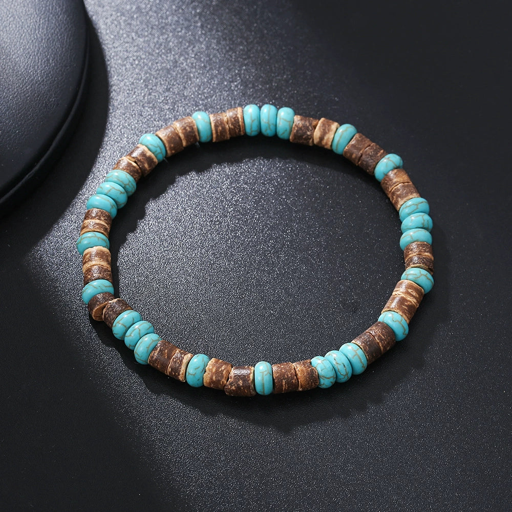 Handmade Geometric Style Unisex Bracelet Jewelry With Black Gallstone And Turquoise - Image 26