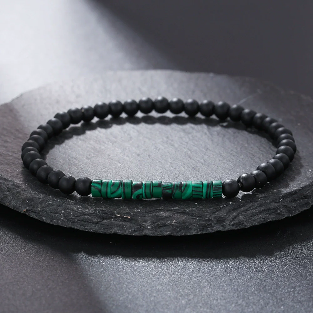 Handmade Geometric Style Unisex Bracelet Jewelry With Black Gallstone And Turquoise - Image 29