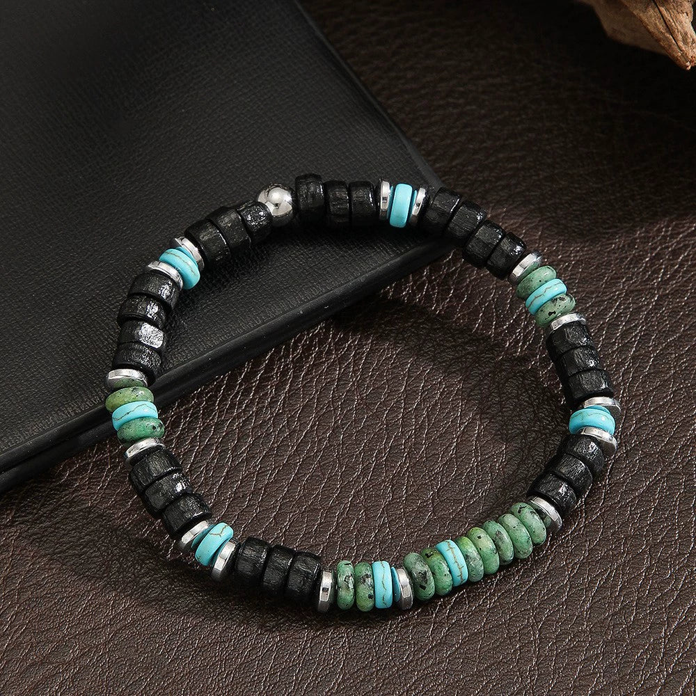 Handmade Geometric Style Unisex Bracelet Jewelry With Black Gallstone And Turquoise - Image 35