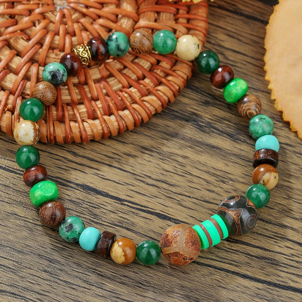 Handmade Geometric Style Unisex Bracelet Jewelry With Black Gallstone And Turquoise - Image 36