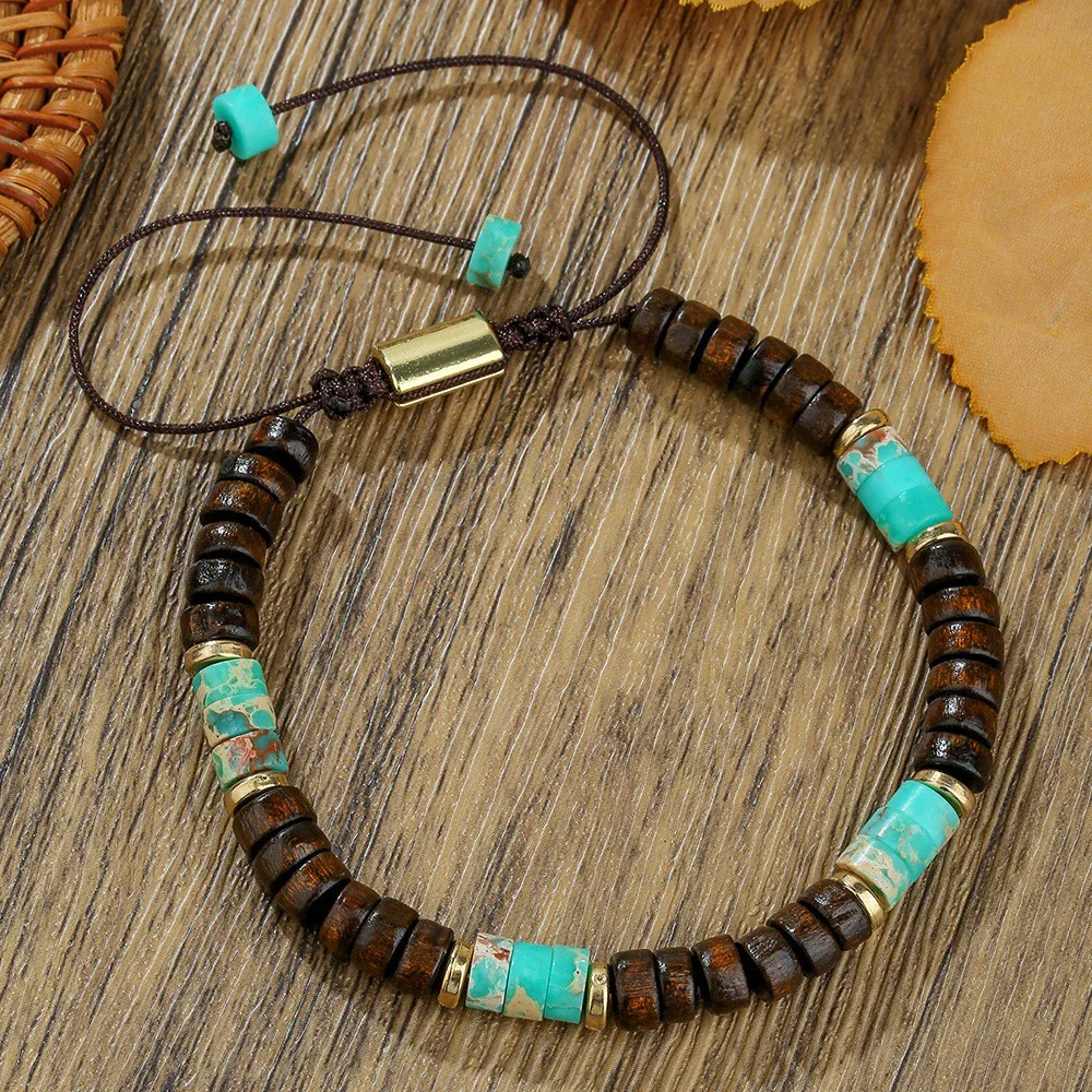 Handmade Geometric Style Unisex Bracelet Jewelry With Black Gallstone And Turquoise - Image 38
