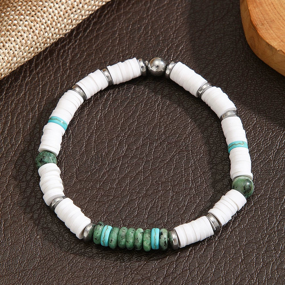 Handmade Geometric Style Unisex Bracelet Jewelry With Black Gallstone And Turquoise - Image 43