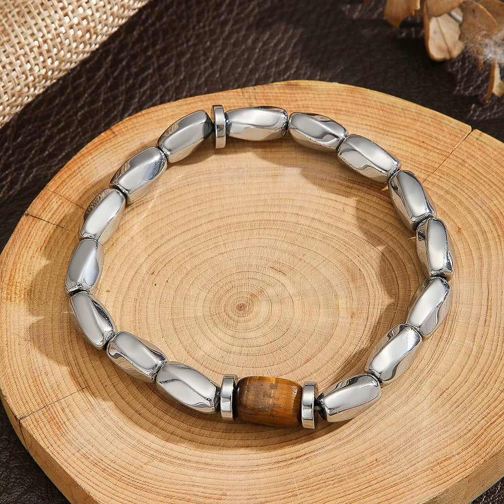 Handmade Geometric Style Unisex Bracelet Jewelry With Black Gallstone And Turquoise - Image 44