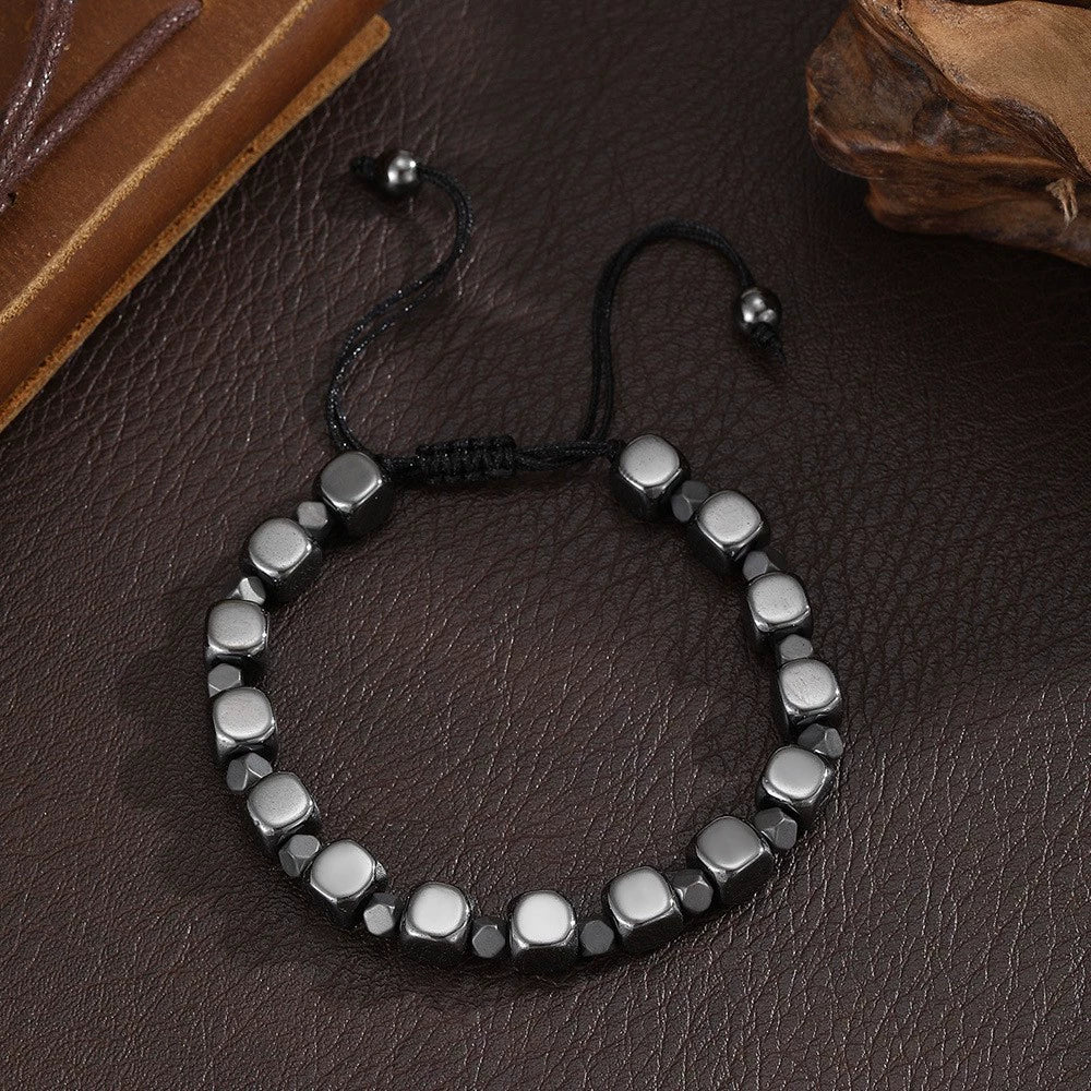 Handmade Geometric Style Unisex Bracelet Jewelry With Black Gallstone And Turquoise - Image 46