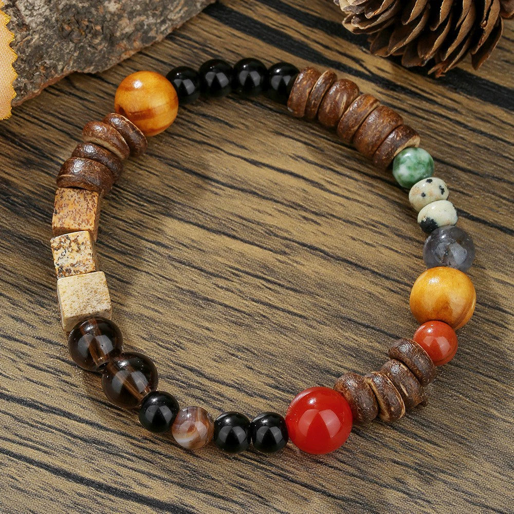 Handmade Geometric Style Unisex Bracelet Jewelry With Black Gallstone And Turquoise - Image 53