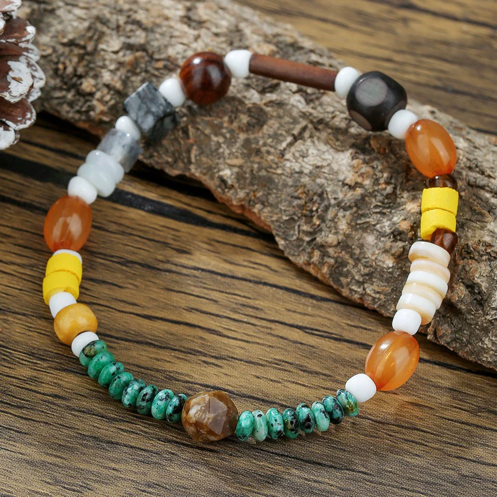 Handmade Geometric Style Unisex Bracelet Jewelry With Black Gallstone And Turquoise - Image 54