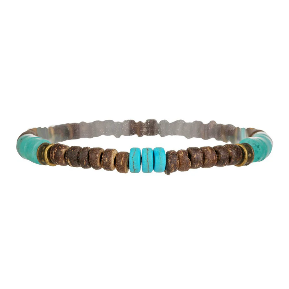 Handmade Geometric Style Unisex Bracelet Jewelry With Black Gallstone And Turquoise - Image 56