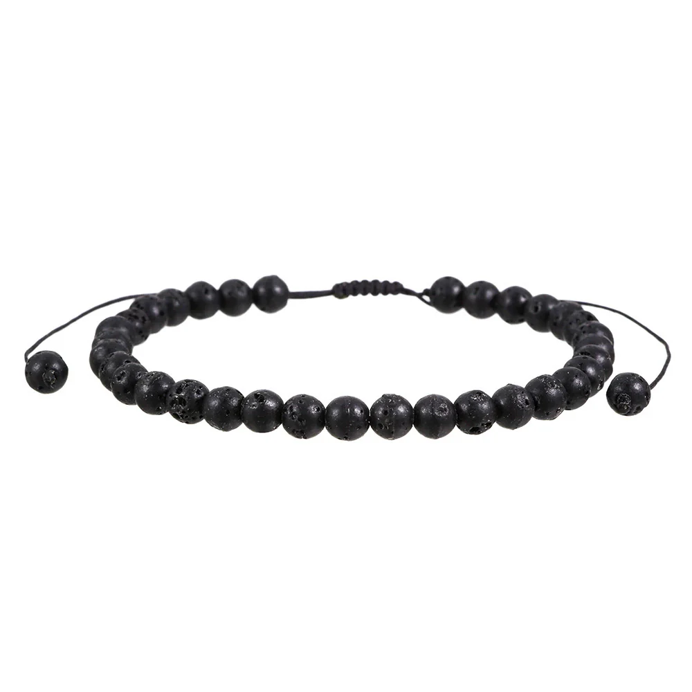 Handmade Geometric Tiger Eye Volcanic Stone Black Stone Unisex Bracelet Charm - Image 5