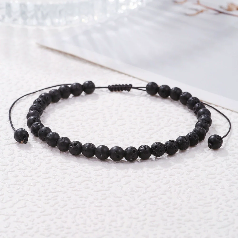 Handmade Geometric Tiger Eye Volcanic Stone Black Stone Unisex Bracelet Charm - Image 7