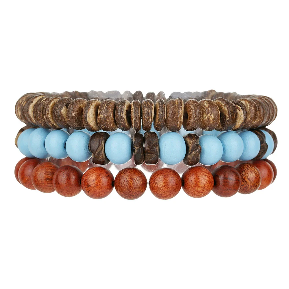 Handmade Geometric Wooden Beaded Bracelets Unisex - Image 5
