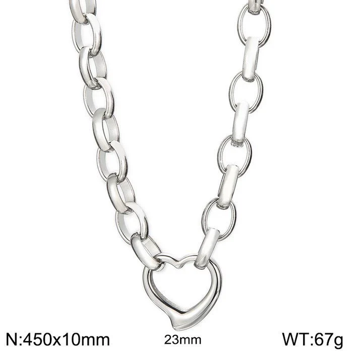 Handmade Hollow Love Pattern Stainless Steel And Titanium Steel Necklace Earrings Bracelet Three Piece Jewelry - Image 14