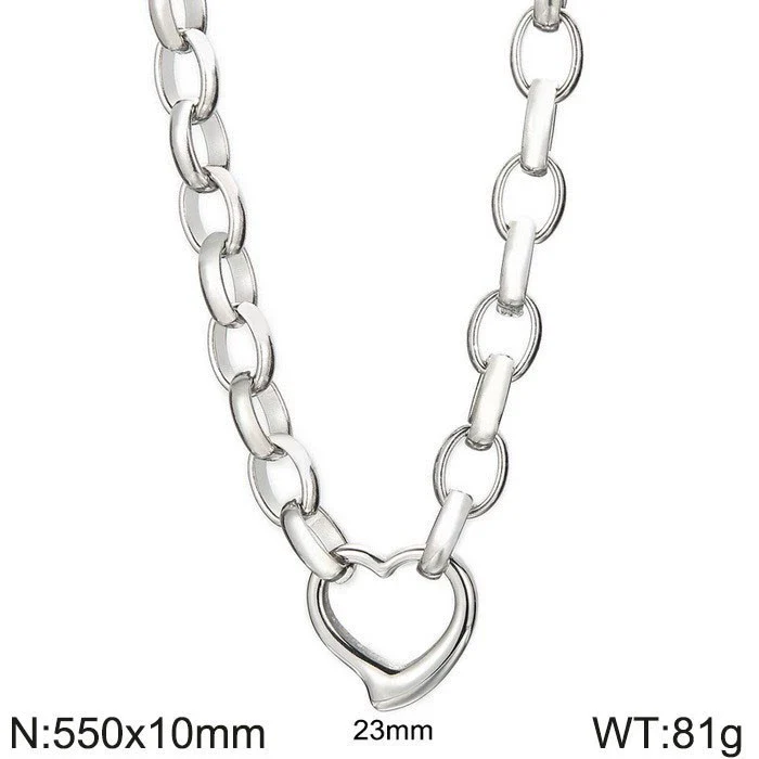Handmade Hollow Love Pattern Stainless Steel And Titanium Steel Necklace Earrings Bracelet Three Piece Jewelry - Image 16