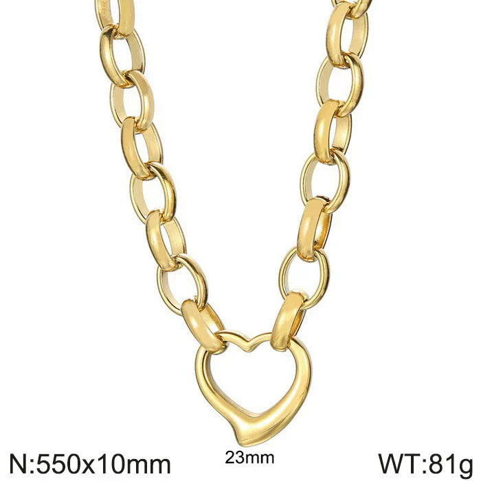 Handmade Hollow Love Pattern Stainless Steel And Titanium Steel Necklace Earrings Bracelet Three Piece Jewelry - Image 19