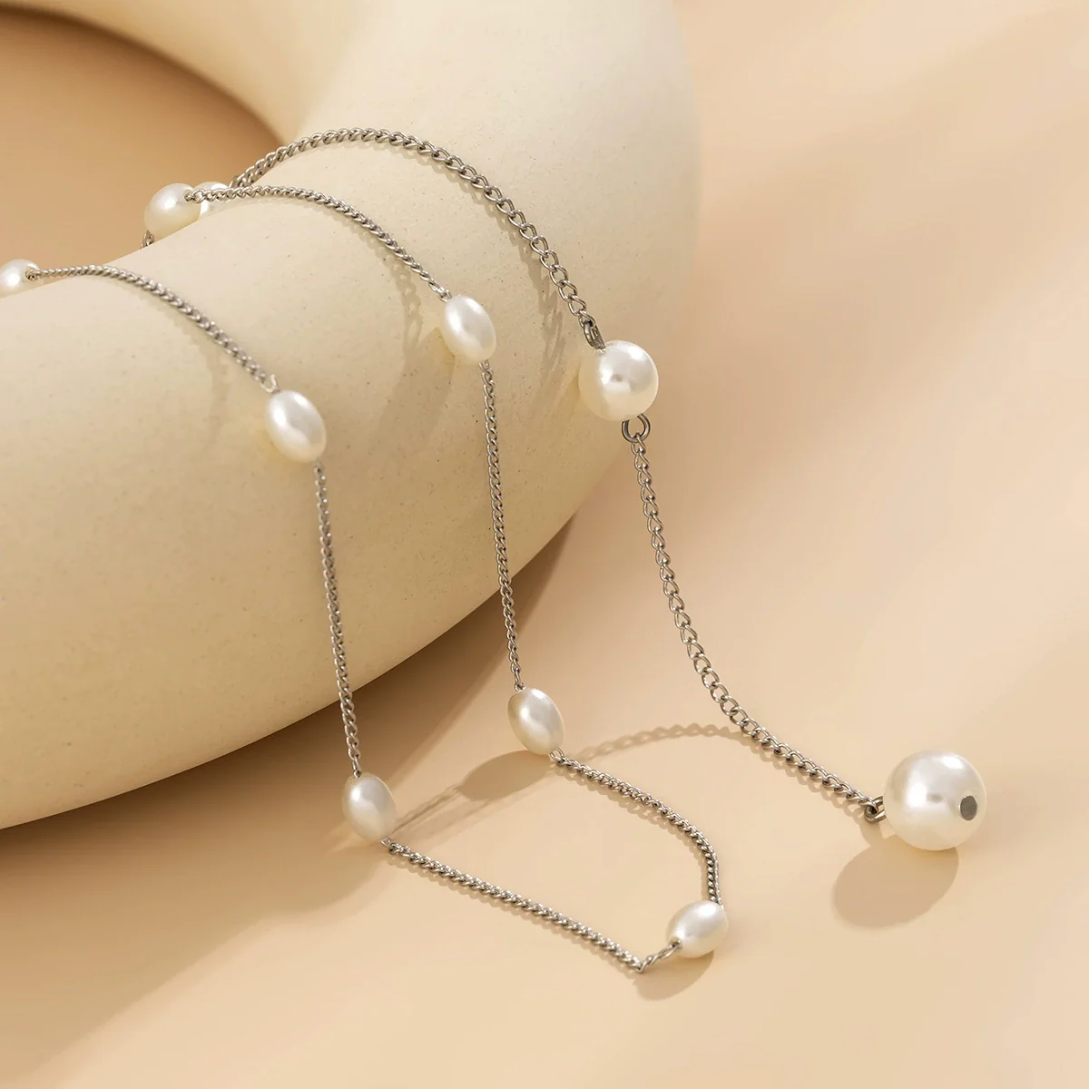 Handmade Jewelry Body Chain Geometric Imitation Pearl Plastic Resin Tassel Style For Female - Image 4