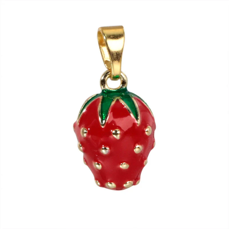 Handmade Lacquered Strawberry Fruit Shape Copper Jewelry Accessories Electroplated - Image 5