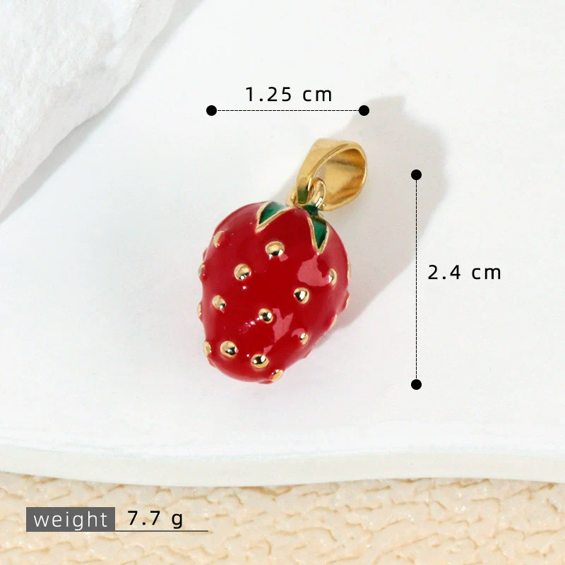 Handmade Lacquered Strawberry Fruit Shape Copper Jewelry Accessories Electroplated - Image 8