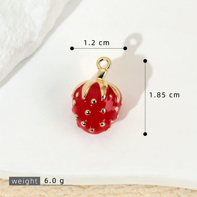 Handmade Lacquered Strawberry Fruit Shape Copper Jewelry Accessories Electroplated - Image 9