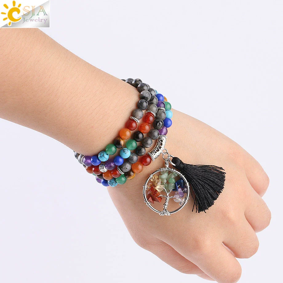 Handmade Natural Crystal Stone Life Tree Gravel Pendant Tassel Unisex Necklace - Image 5