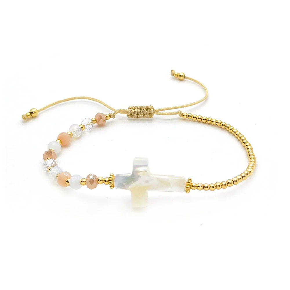 Handmade Natural Shell Geometric Cross Woven Women's Bracelet - Image 5