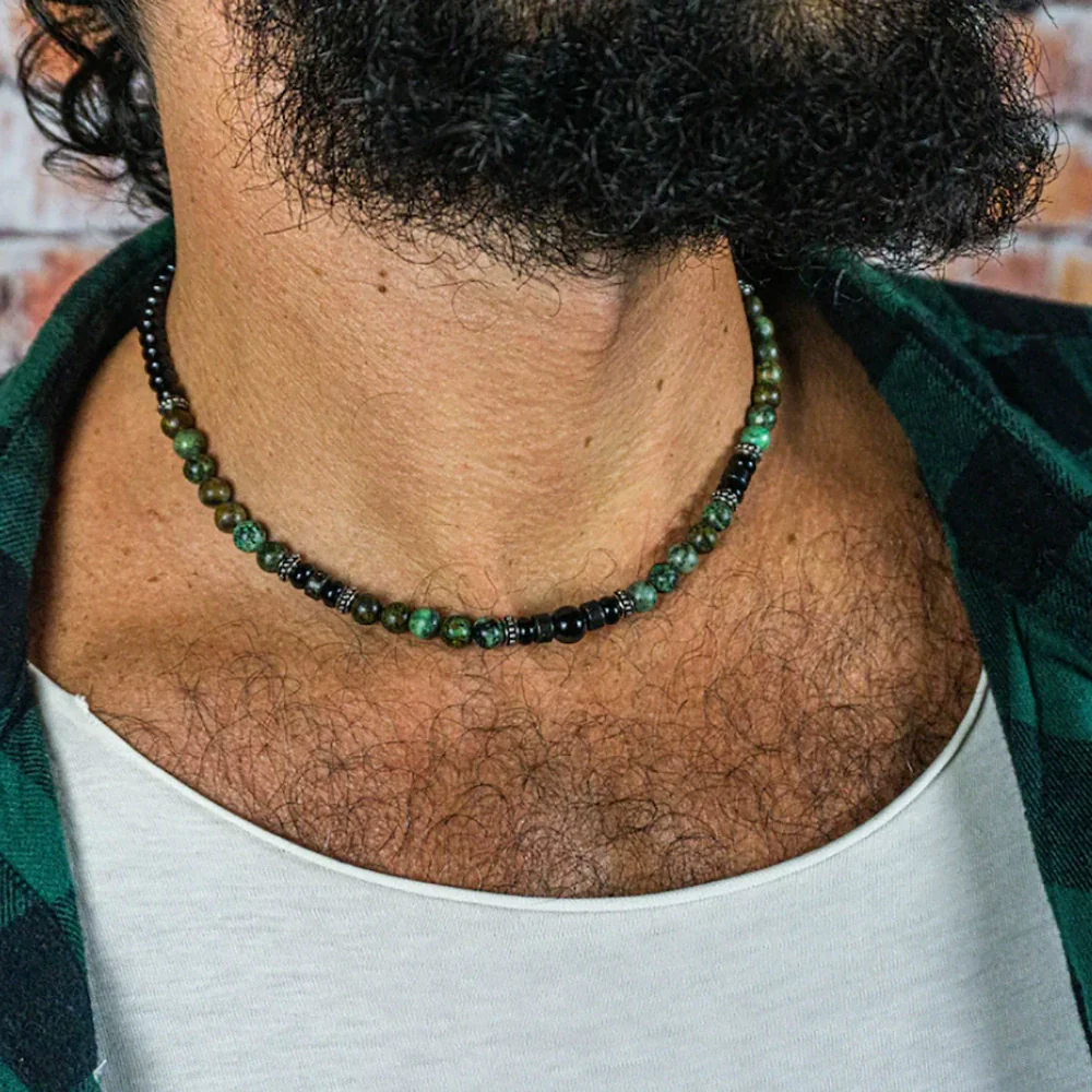Handmade Natural Stone And Stainless Steel Alloy Geometric Style Unisex Necklace