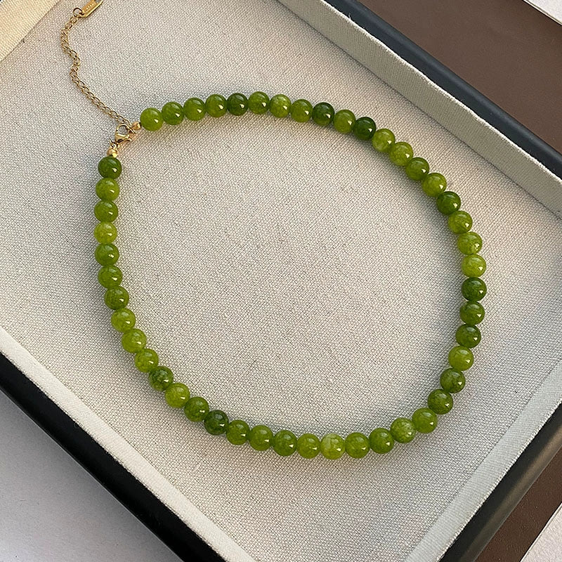 Handmade Natural Stone Beaded Geometric Clavicle Necklace With Real Gold Plating For Women - Image 7