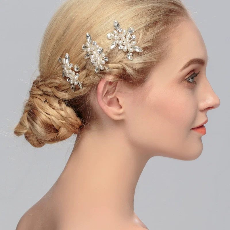 Handmade Pearl Hair Comb With Flower Pattern For Women