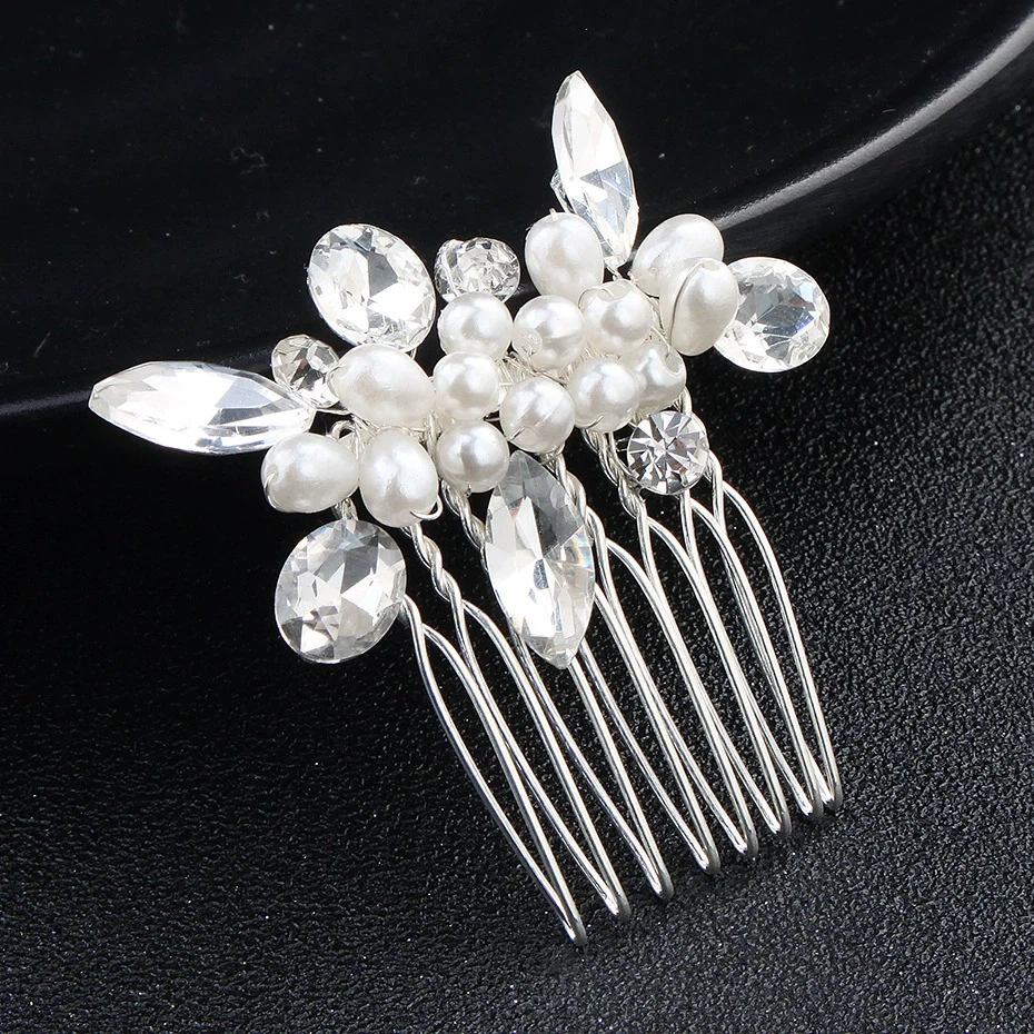 Handmade Pearl Hair Comb With Flower Pattern For Women - Image 3