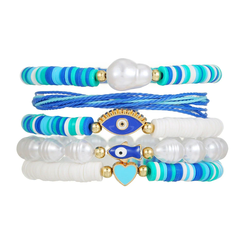 Handmade Polymer Clay Pearl Alloy Geometric Animal Style Beaded Bracelet - Image 6