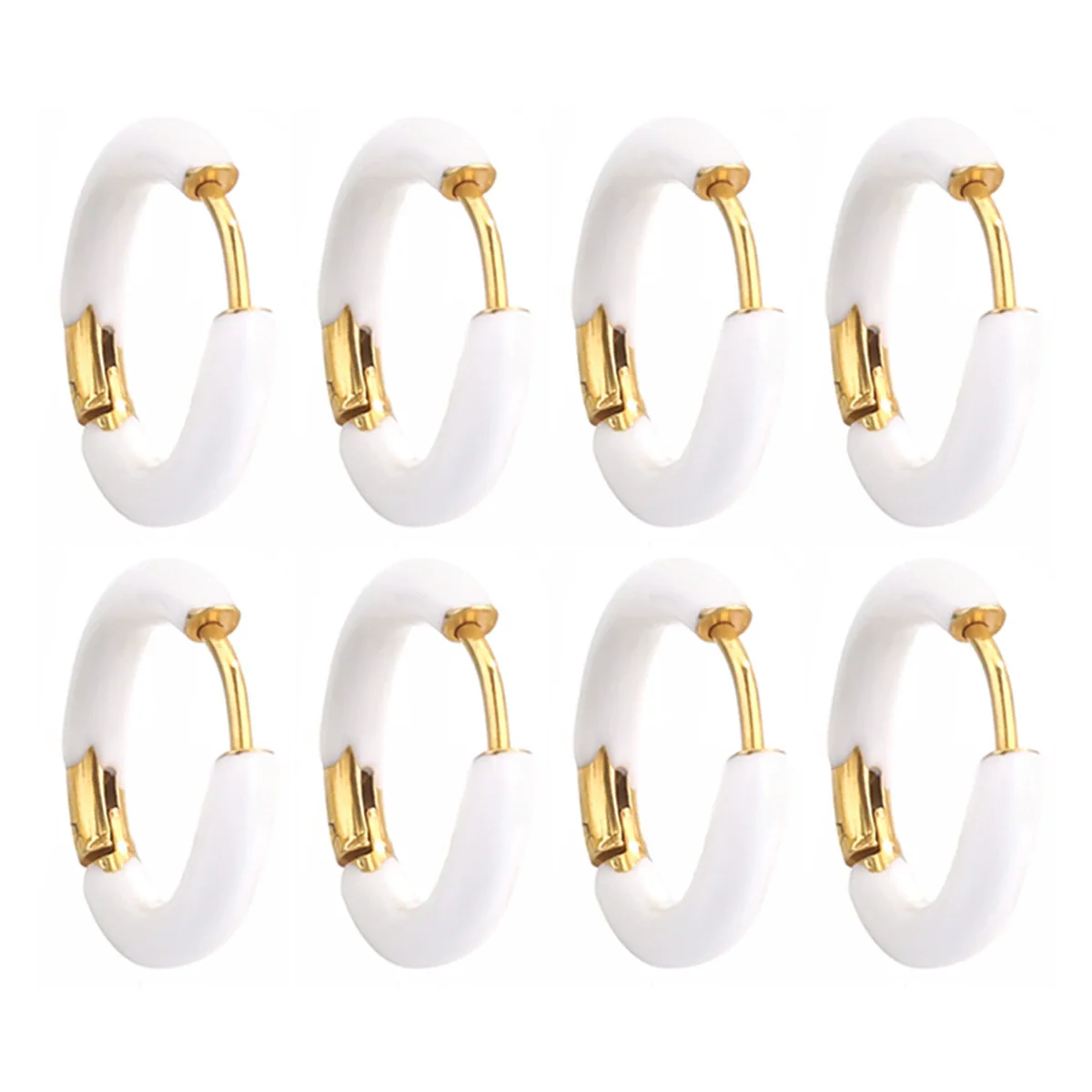 Handmade Stainless Steel Ear Buckle With Enamel Color And Oil Drop Design Geometric Style Electroplated - Image 10