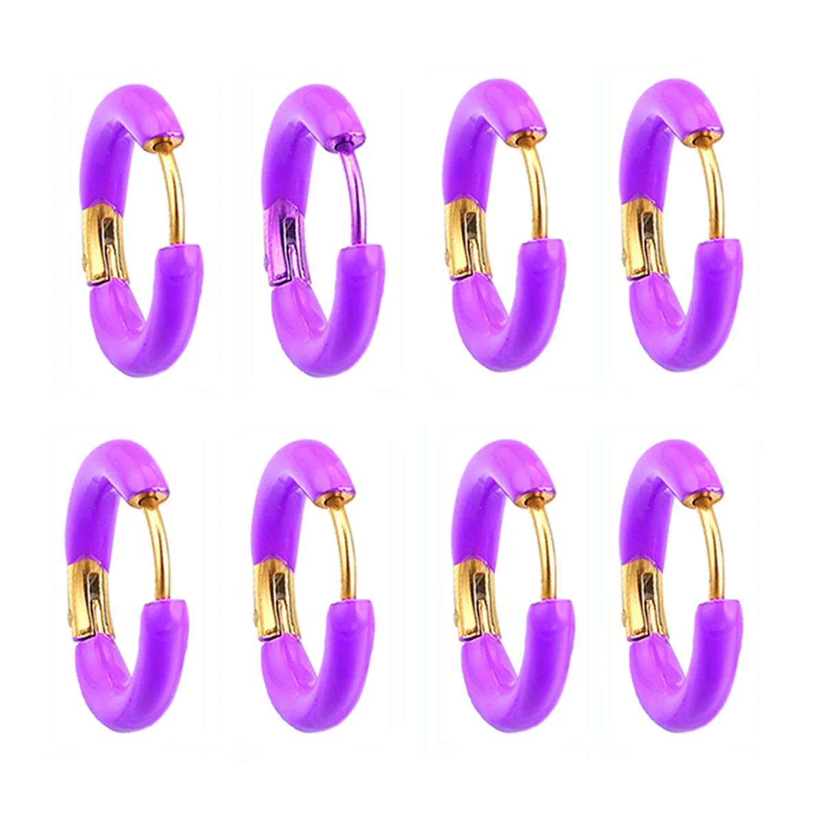 Handmade Stainless Steel Ear Buckle With Enamel Color And Oil Drop Design Geometric Style Electroplated - Image 16
