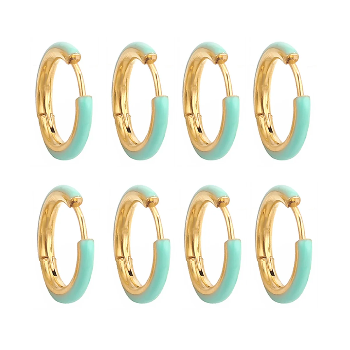 Handmade Stainless Steel Ear Buckle With Enamel Color And Oil Drop Design Geometric Style Electroplated - Image 19