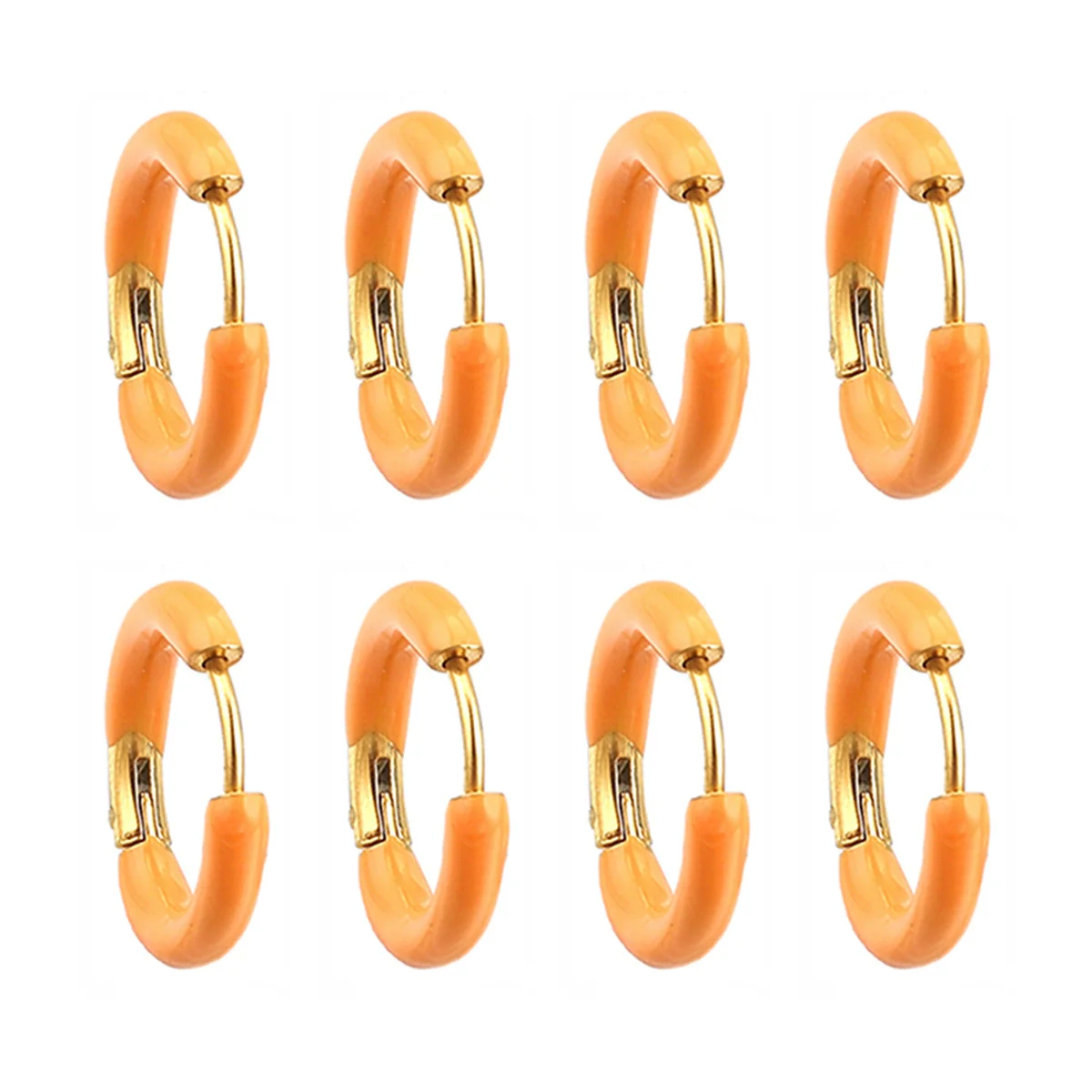 Handmade Stainless Steel Ear Buckle With Enamel Color And Oil Drop Design Geometric Style Electroplated - Image 6