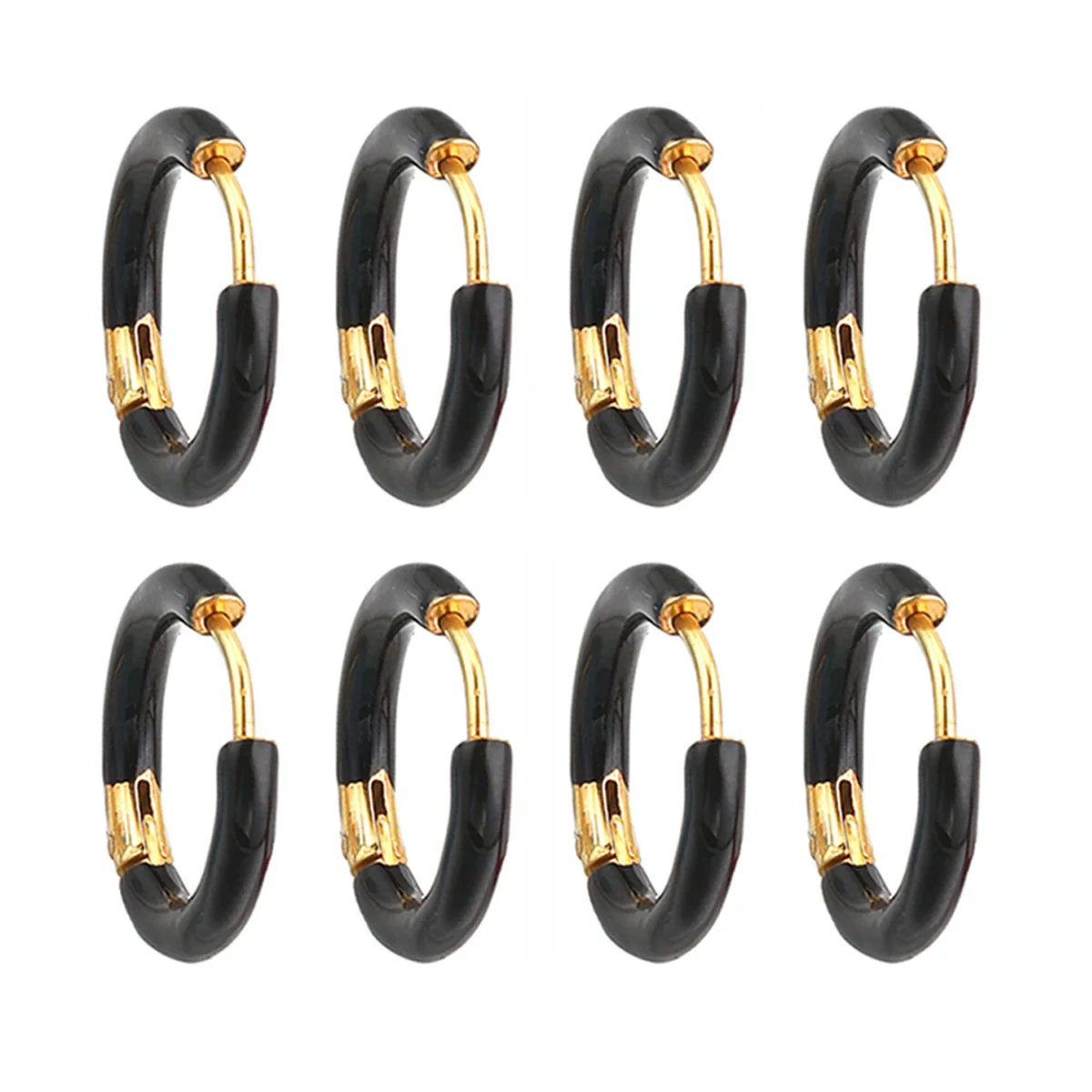 Handmade Stainless Steel Ear Buckle With Enamel Color And Oil Drop Design Geometric Style Electroplated - Image 9