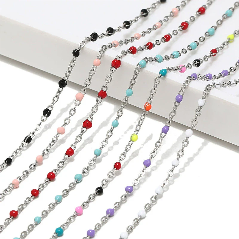 Handmade Stainless Steel Enamel Oil Drop Chain For Necklace And Bracelet Diy Accessories