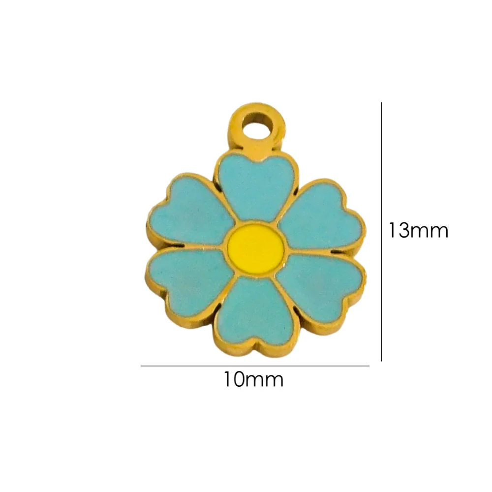 Handmade Stainless Steel Jewelry Accessories Pendant With Dripping Oil Treatment Flower Pineapple Rainbow Love Design - Image 11