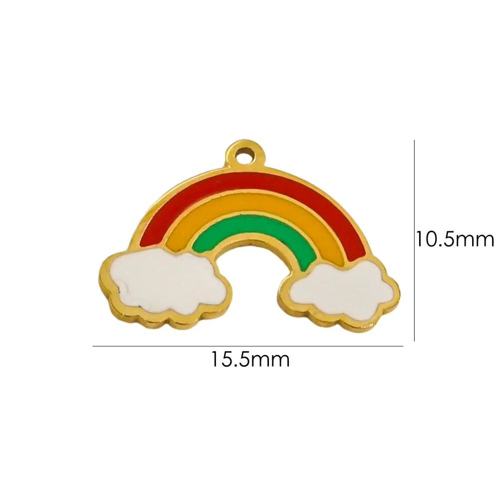 Handmade Stainless Steel Jewelry Accessories Pendant With Dripping Oil Treatment Flower Pineapple Rainbow Love Design - Image 14