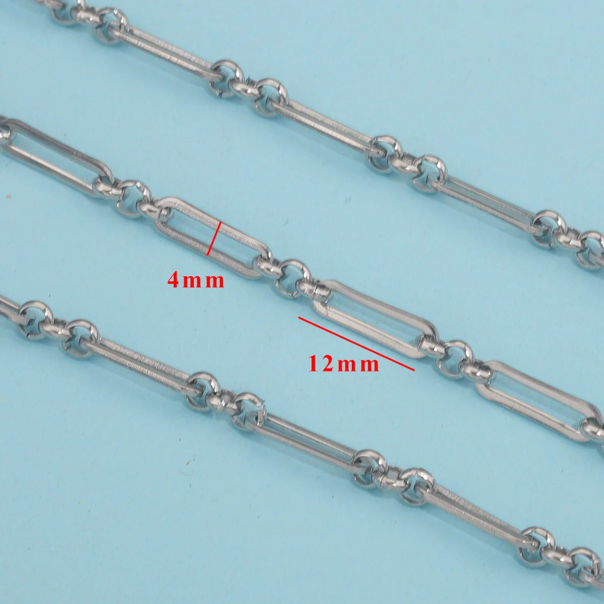 Handmade Stainless Steel Long Oval Compressed Chain Hip Hop Jewelry Accessories Necklace Bracelet With Electroplating - Image 3