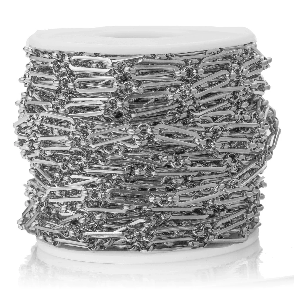 Handmade Stainless Steel Long Oval Compressed Chain Hip Hop Jewelry Accessories Necklace Bracelet With Electroplating - Image 6