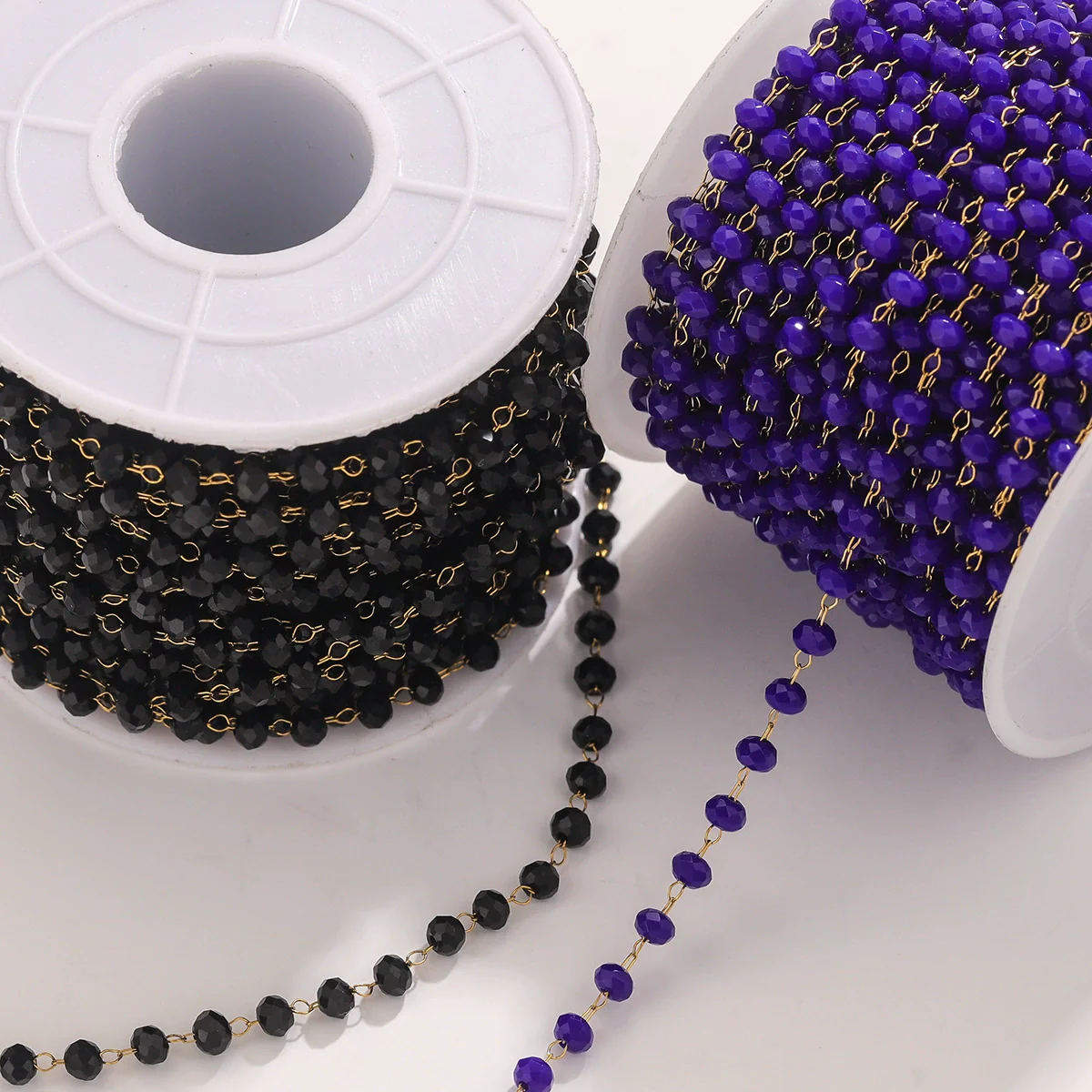Handmade Stainless Steel Mixed Color Beaded Crystal Chain Clip Jewelry With Vacuum Gold Plating - Image 3