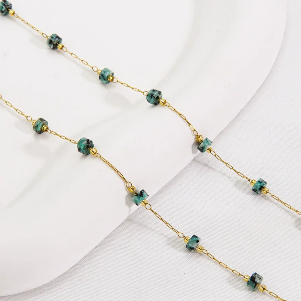 Handmade Stainless Steel Natural Stone Chain Necklace Bracelet With Vacuum In Furnace Electroplating - Image 3