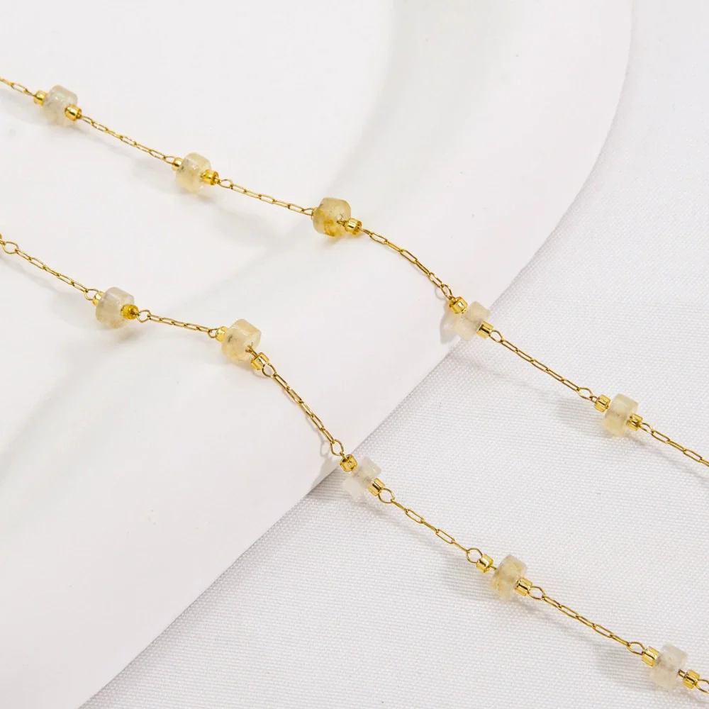 Handmade Stainless Steel Natural Stone Chain Necklace Bracelet With Vacuum In Furnace Electroplating - Image 6
