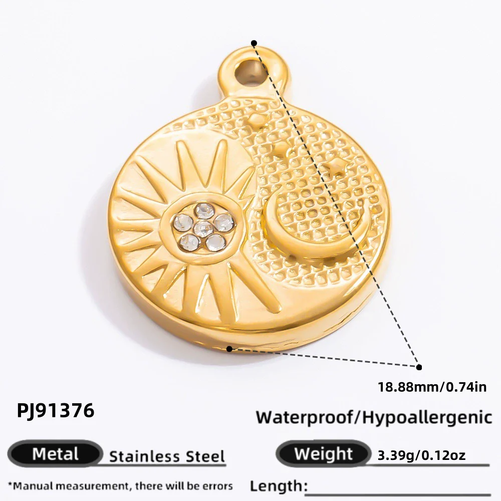 Handmade Stainless Steel Sun Moon Pendant Necklace Accessories With Totem Pattern And Electroplating Design Personality Minimalist Style - Image 10