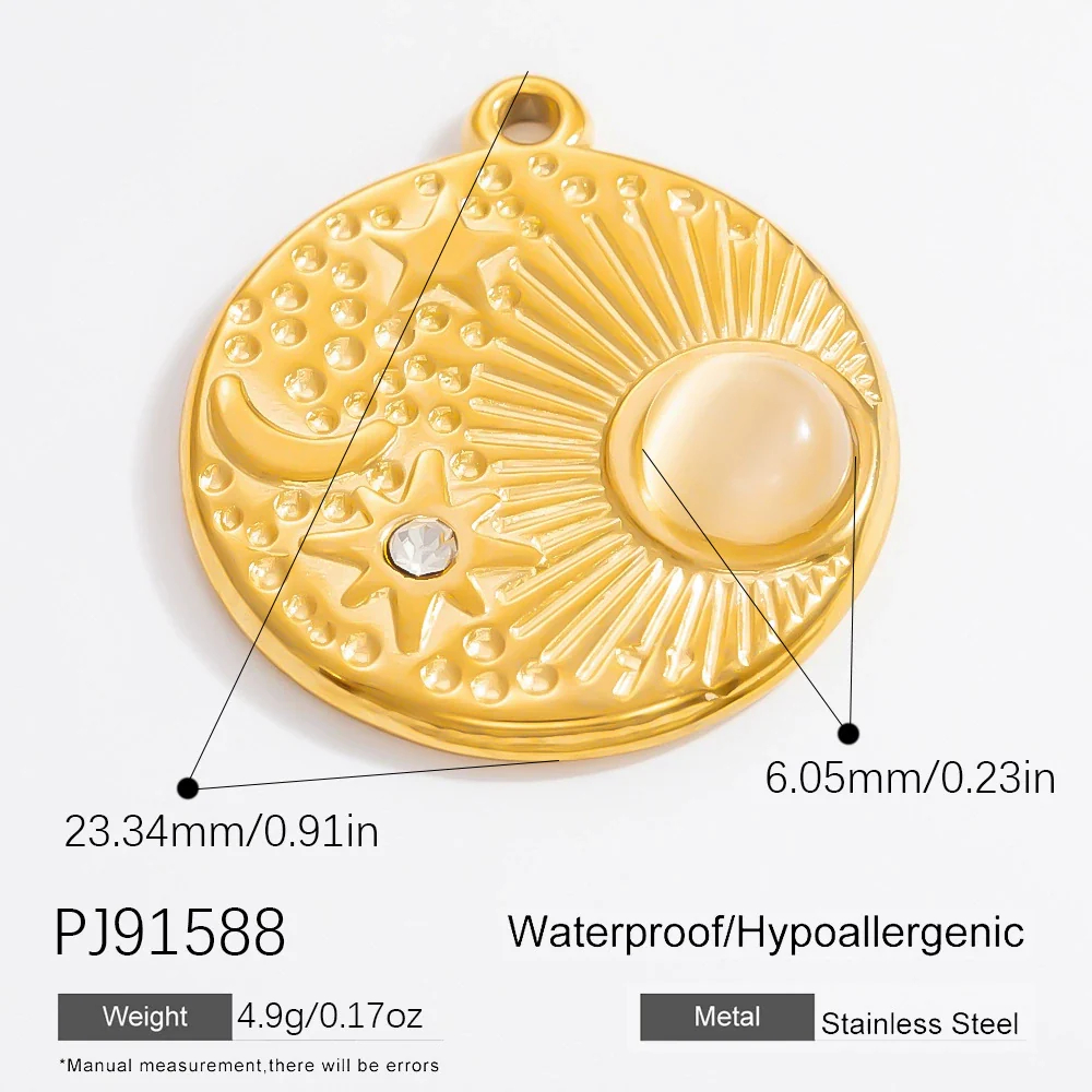 Handmade Stainless Steel Sun Moon Pendant Necklace Accessories With Totem Pattern And Electroplating Design Personality Minimalist Style - Image 15