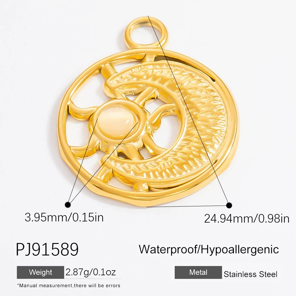 Handmade Stainless Steel Sun Moon Pendant Necklace Accessories With Totem Pattern And Electroplating Design Personality Minimalist Style - Image 16