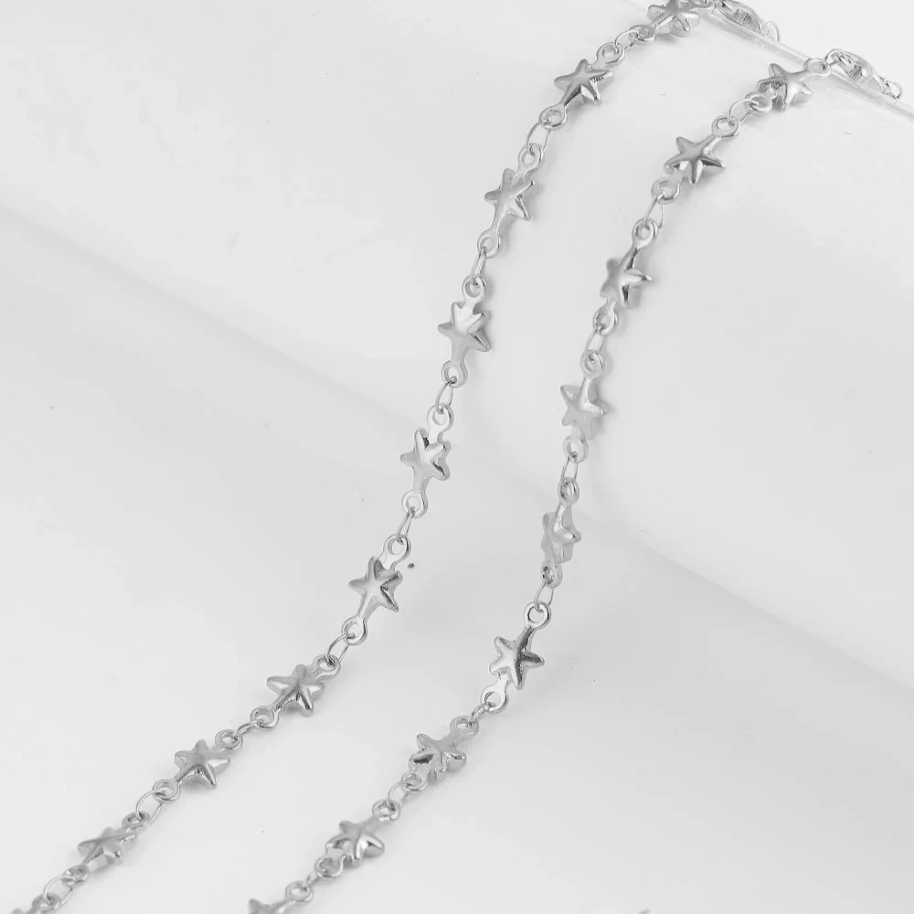 Handmade Stainless Steel Vacuum Chain With Golden Heart Cross Frame And Five Pointed Star For Diy Necklace Accessories Electroplated - Image 12