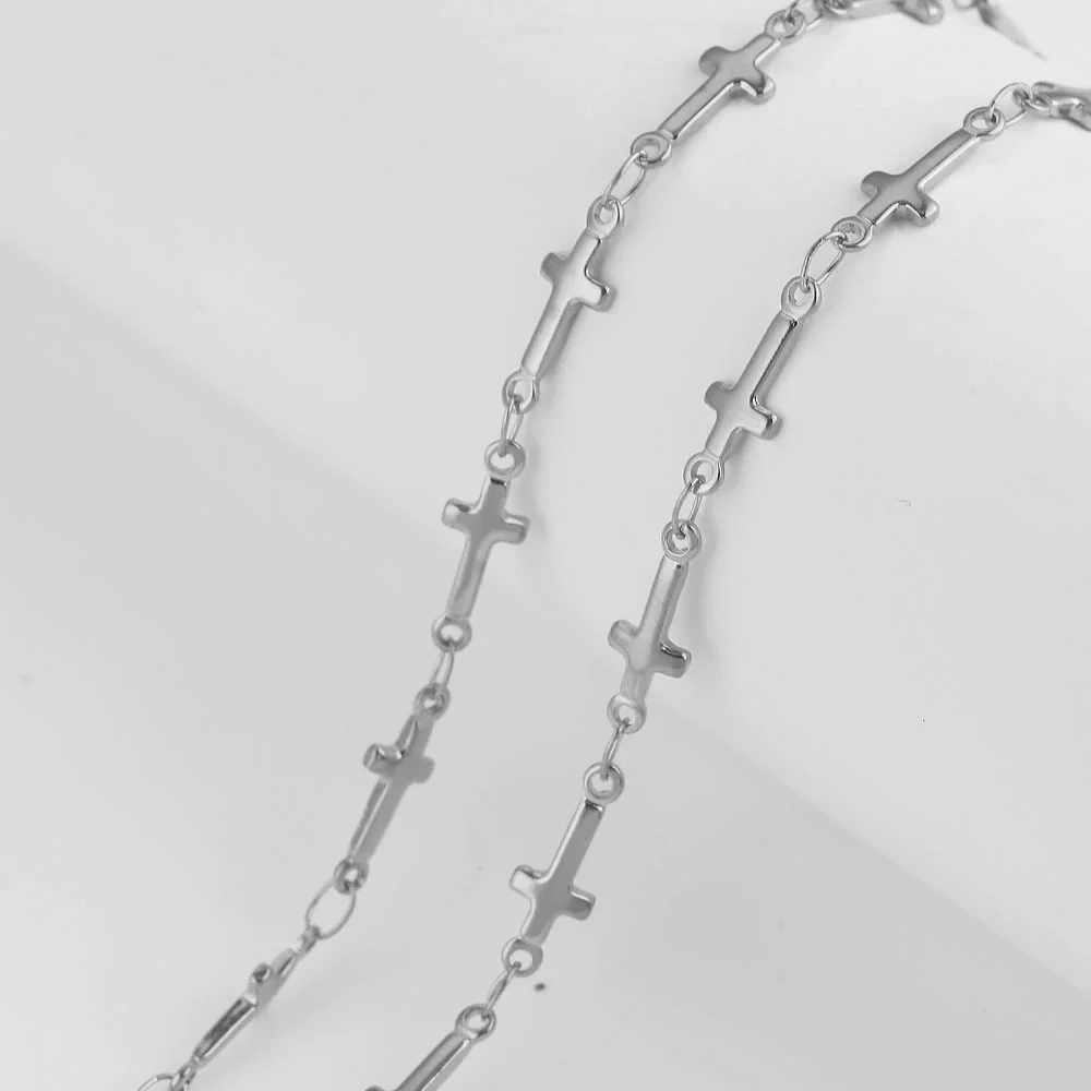 Handmade Stainless Steel Vacuum Chain With Golden Heart Cross Frame And Five Pointed Star For Diy Necklace Accessories Electroplated - Image 13