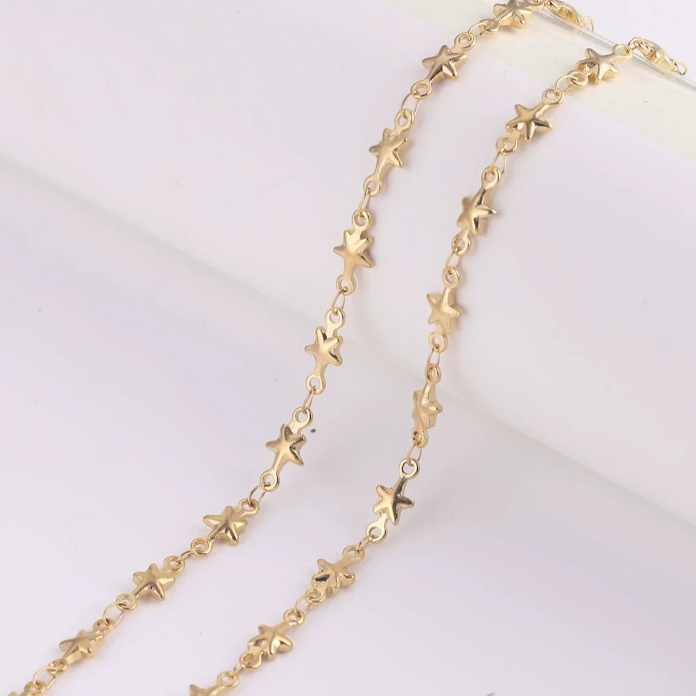 Handmade Stainless Steel Vacuum Chain With Golden Heart Cross Frame And Five Pointed Star For Diy Necklace Accessories Electroplated - Image 7