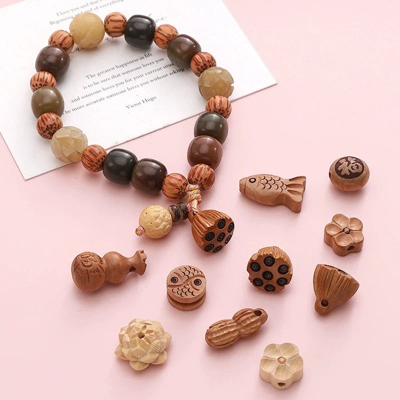 Handmade Wood Beads Gourd Pendant Mobile Phone Chain Accessories - Image 3