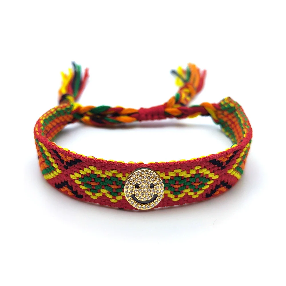 Handmade Woven Colorful Rope Geometric Smiley Bracelet For Men And Women - Image 11