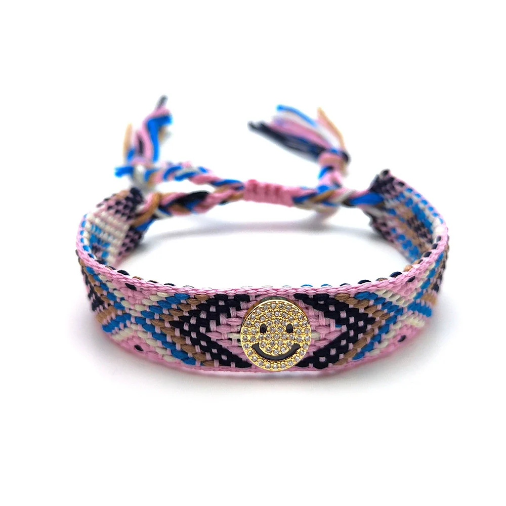 Handmade Woven Colorful Rope Geometric Smiley Bracelet For Men And Women - Image 12